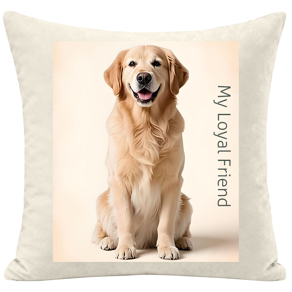 Premium Golden Retriever Pillow, Realistic Art "My Loyal Friend" Cushion, Custom Pet Portrait Pillow for Dog Owners