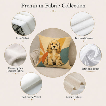 Made-to-order pet portrait pillow cover with Luxe Velvet, Textured Canvas, Satin Silk Touch, Soft Suede Velvet and Linen Texture options