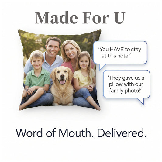 Custom Photo Pillow for Hotel Amenities & Guest Rooms Made For U