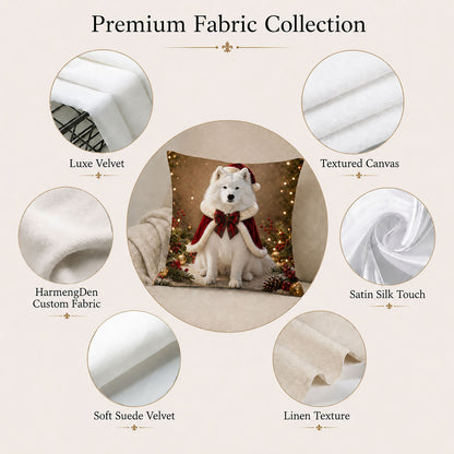 Custom pet portrait pillow cover with Luxe Velvet, Textured Canvas, Satin Silk Touch, Soft Suede Velvet and Linen Texture options