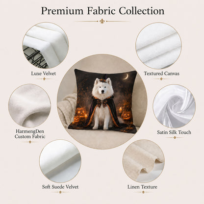 Personalized pet portrait pillow cover with curated Luxe Velvet, Textured Canvas, Satin Silk Touch, Linen Texture and Soft Suede Velvet fabrics
