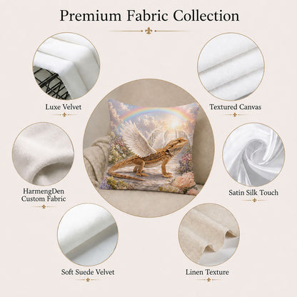 Personalized reptile memorial pillow cover with velvet, canvas, satin, suede velvet, linen texture and custom fabric options