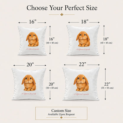 Custom bunny pillow cover available in 16x16, 18x18, 20x20, 22x22 inches with custom size available.