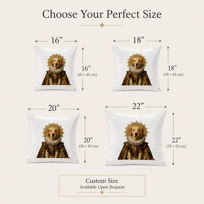 Square custom pillow cover size comparison from 16 to 22 inches.