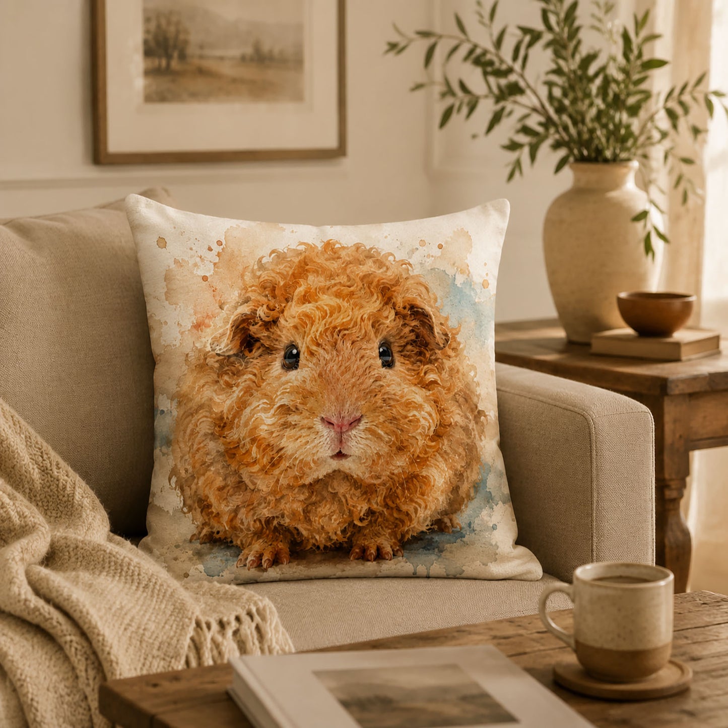Custom pet pillow artwork process from photo upload and professional enhancement to premium textile printing and handmade delivery