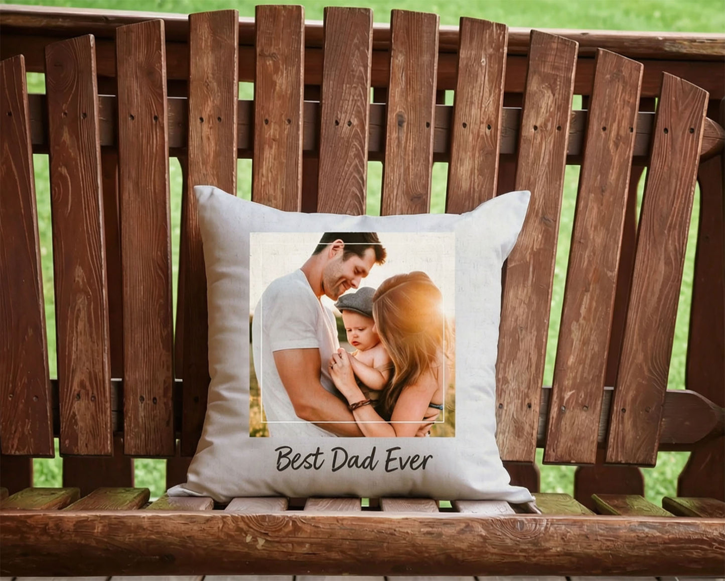 Best Dad Ever Custom Family Photo Throw Pillow, Personalized Printed Linen Cushion, Sentimental Fathers Day Gift For Husband Dad From Wife Kids