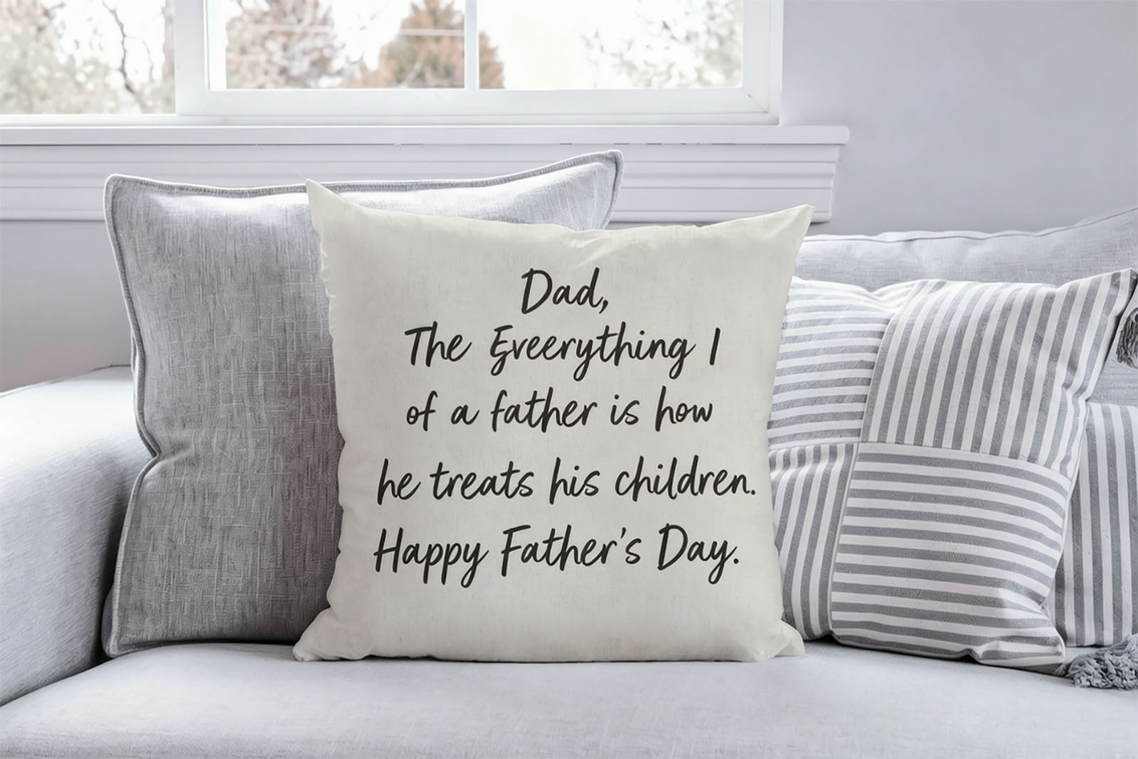 Sentimental Dad Quote Custom Throw Pillow, Personalized Text Linen Cushion Gift For Father, Unique Emotional Fathers Day Home Decor Pillow