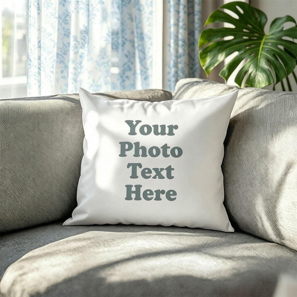 Blank linen custom photo pillow mockup, customizable throw cushion template for uploading your own family, pet, wedding photos, personalized custom keepsake pillow blank sample.