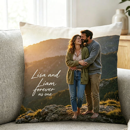 Blank customizable family beach photo throw pillow template, support custom family portrait upload plus personalized caption & brand logo printing, multi-size bespoke family memory home decor cushion.