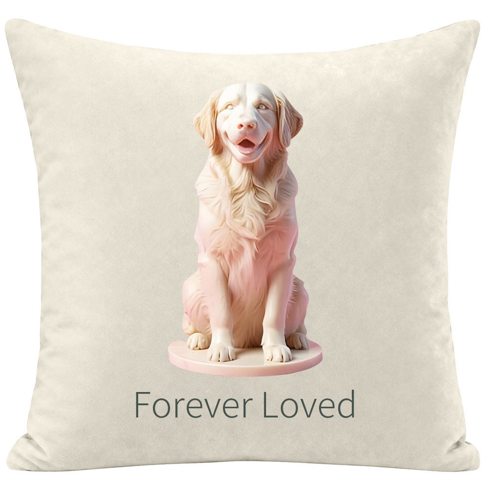 High-End Golden Retriever Pillow, 3D Sculpture Style "Forever Loved" Memorial Cushion, Luxury Custom Pet Tribute Decor
