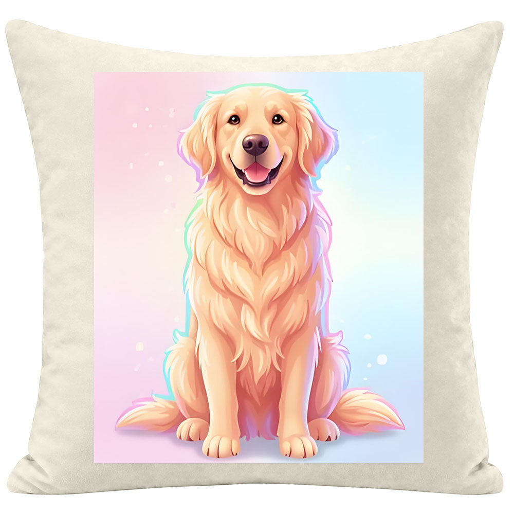 Luxury Golden Retriever Pillow with Dreamy Pastel Gradient Background, Custom Dog Art Decorative Cushion, Premium Pet Home Gift