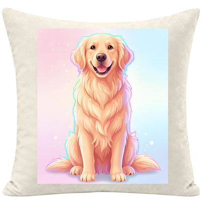 Luxury Golden Retriever Pillow with Dreamy Pastel Gradient Background, Custom Dog Art Decorative Cushion, Premium Pet Home Gift