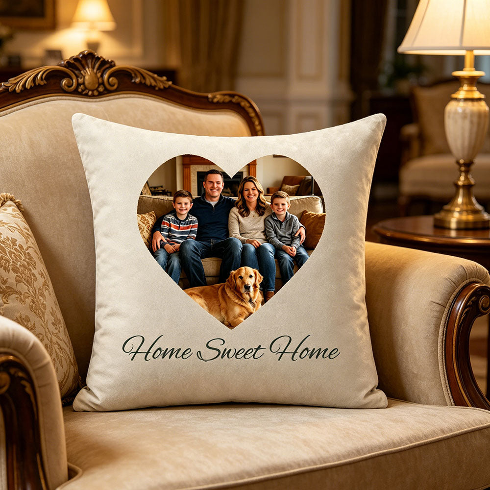 High-end personalized velvet pillow cover styled in a modern American living room, perfect for elegant home decor
