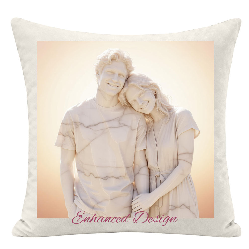 Classical marble sculpture style custom couple pillow, elegant stone effect portrait of couple, premium timeless art keepsake pillow for couples