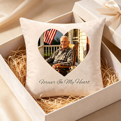 Luxury packaged custom memorial pillow in elegant gift box for sympathy gifting