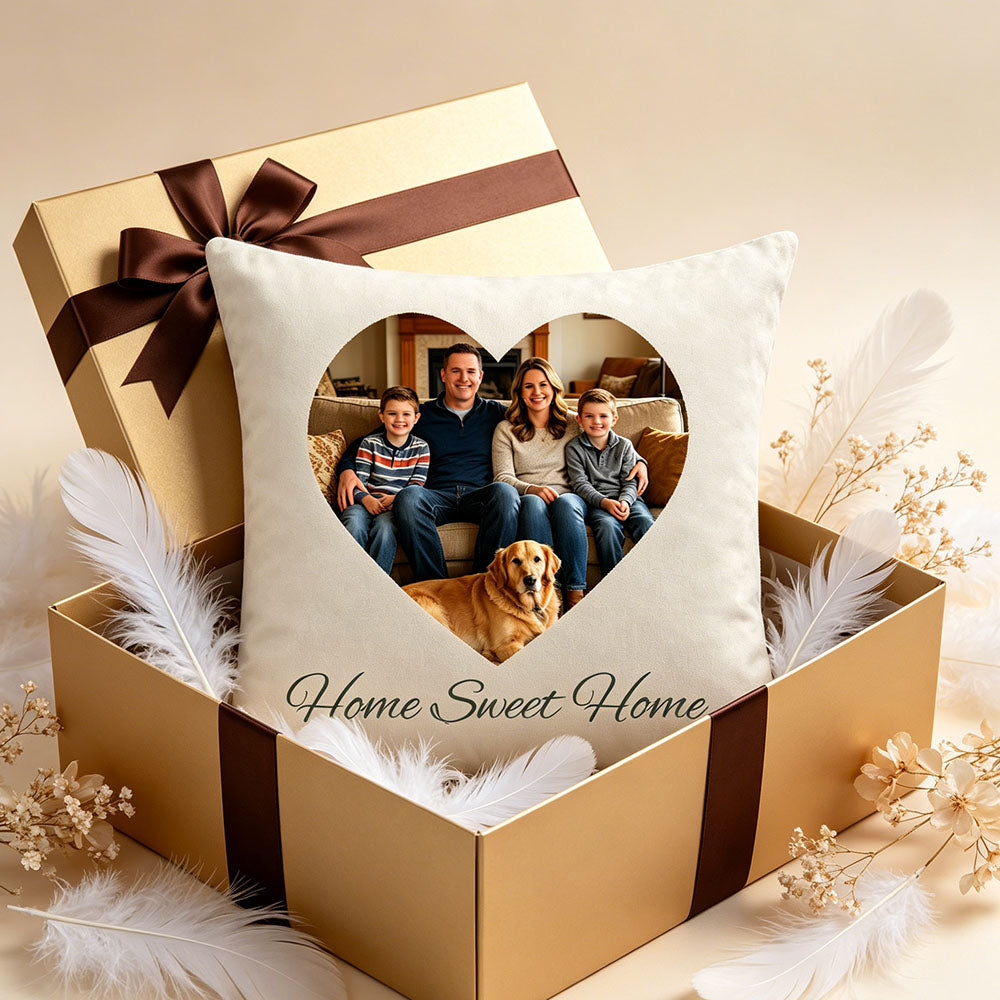 Elegantly wrapped personalized velvet pillow as a thoughtful anniversary or holiday gift