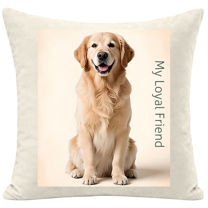 Premium Golden Retriever Pillow, Realistic Art "My Loyal Friend" Cushion, Custom Pet Portrait Pillow for Dog Owners