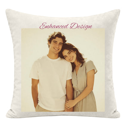 Vintage style custom couple photo pillow, enhanced retro aesthetic, personalized keepsake for couples and special occasions